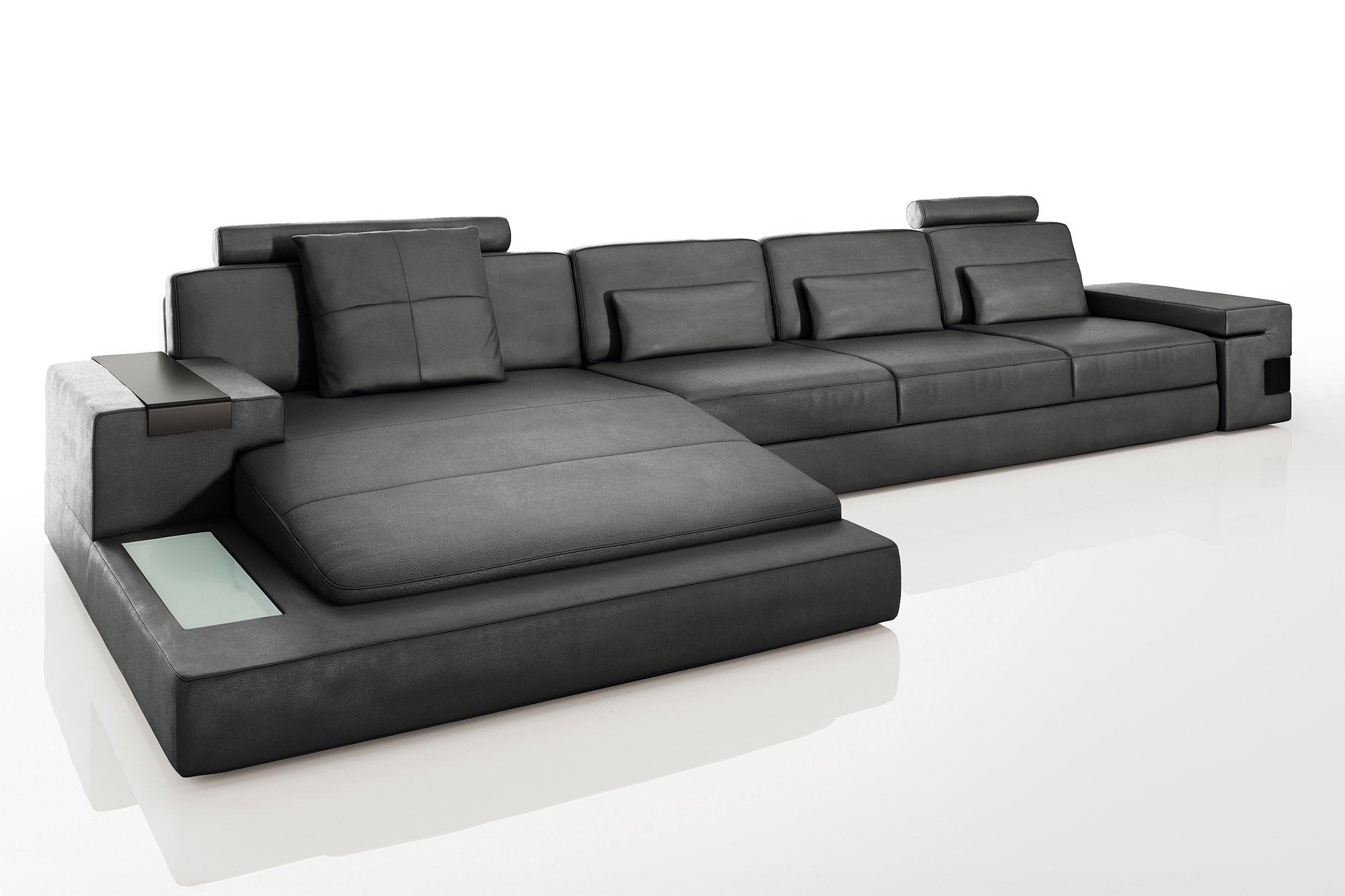 Bruno III-LG [S] Ledersofa mit Ottomane L-Form