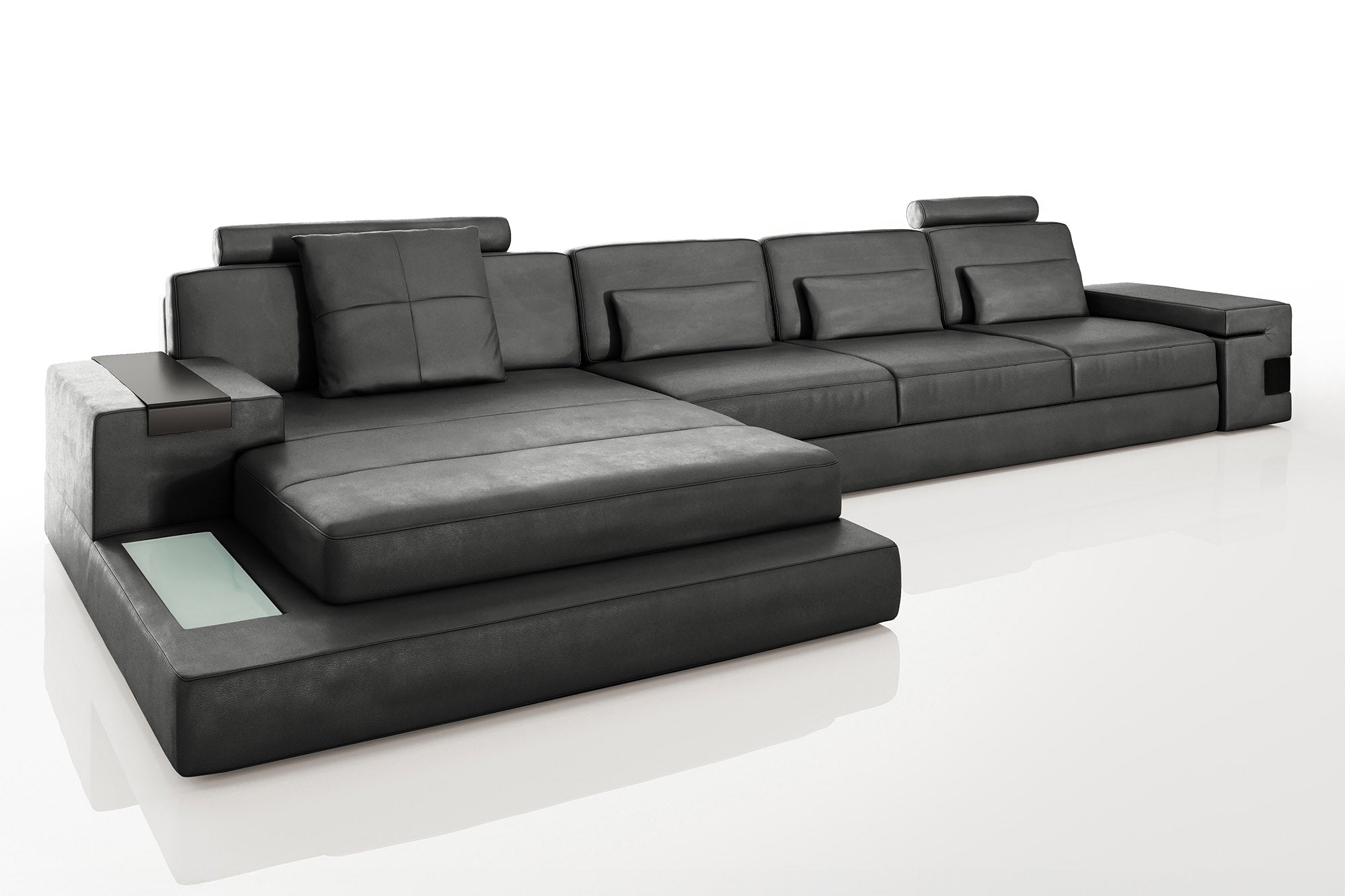 Bruno III-LG [S] Ledersofa mit Ottomane L-Form