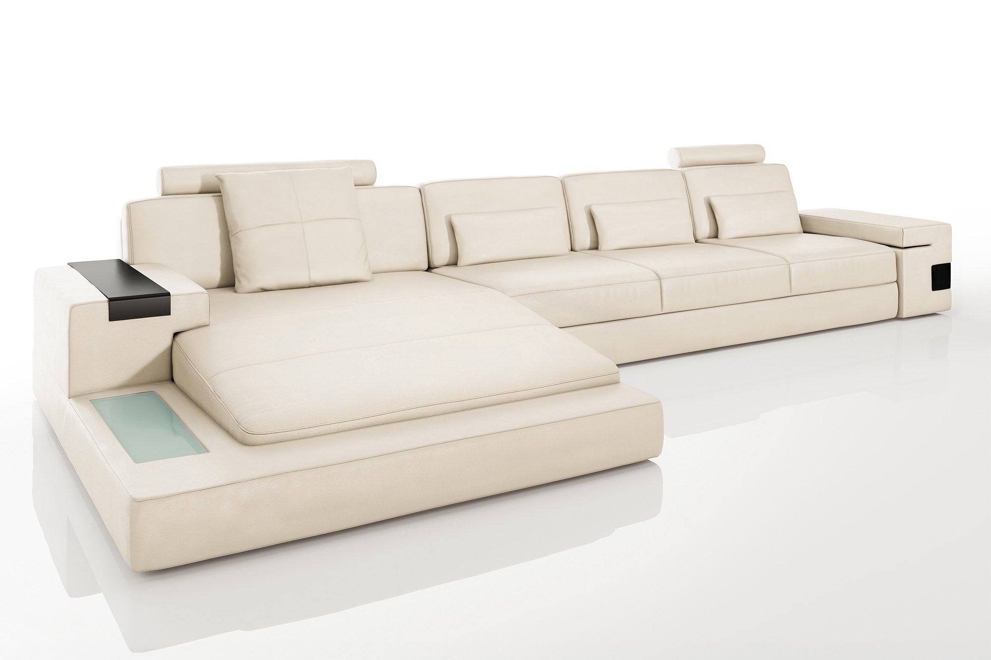 Bruno III-LG [S] Ledersofa mit Ottomane L-Form