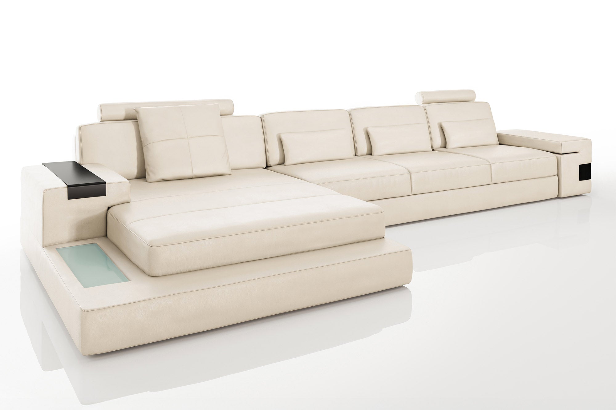 Bruno III-LG [S] Ledersofa mit Ottomane L-Form