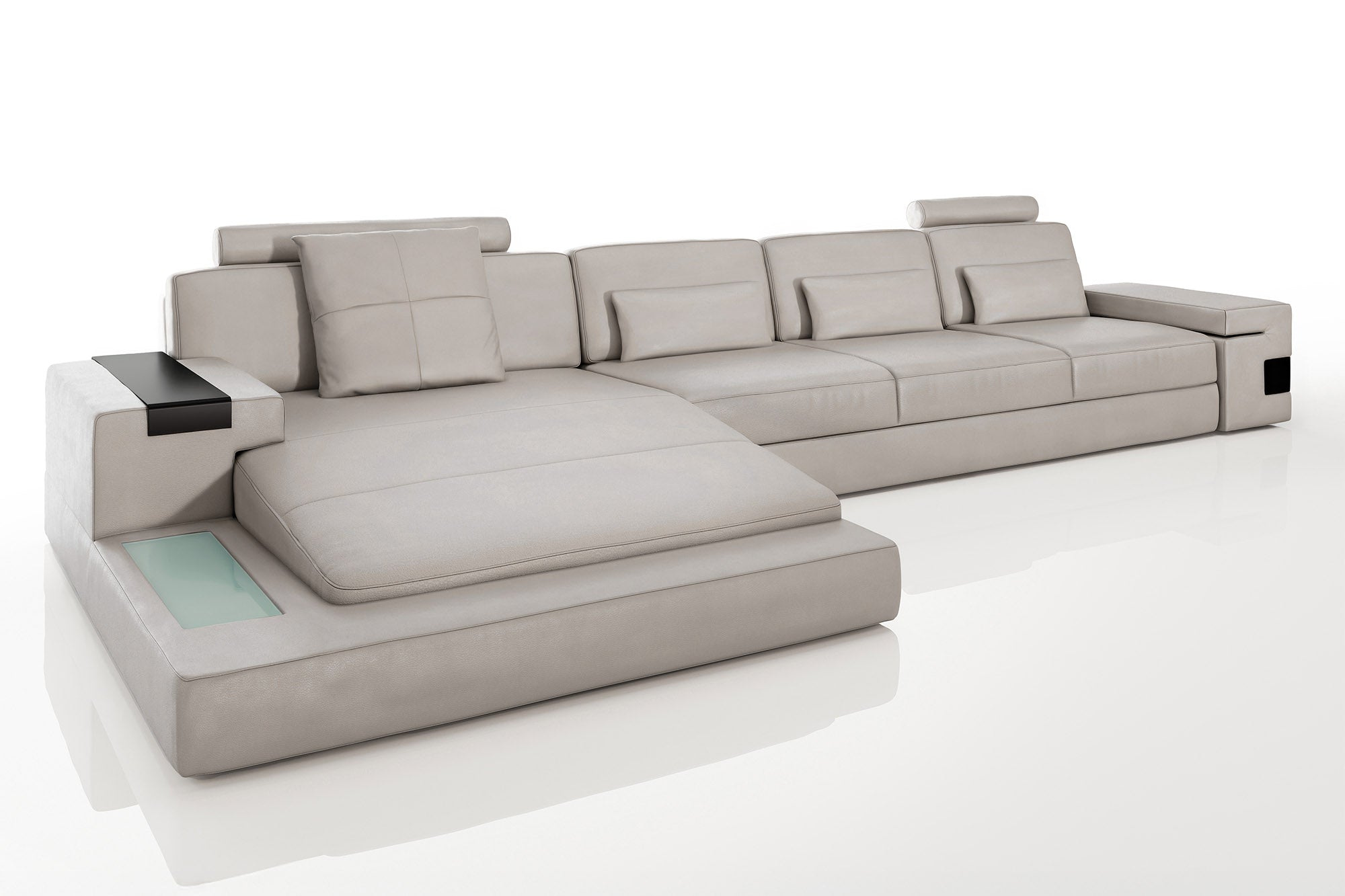 Bruno III-LG [S] Ledersofa mit Ottomane L-Form