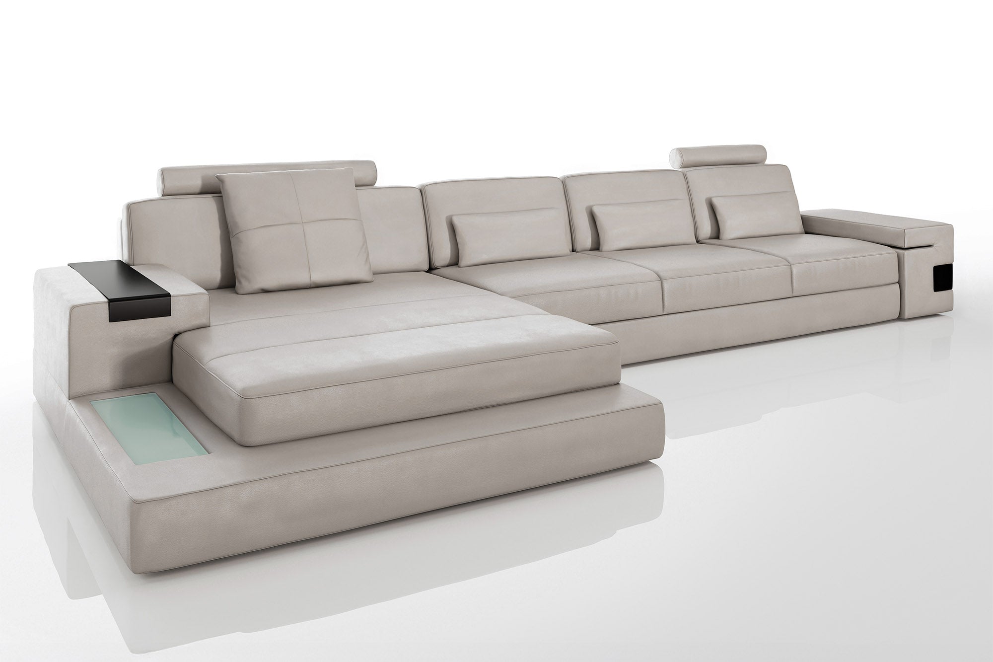 Bruno III-LG [S] Ledersofa mit Ottomane L-Form