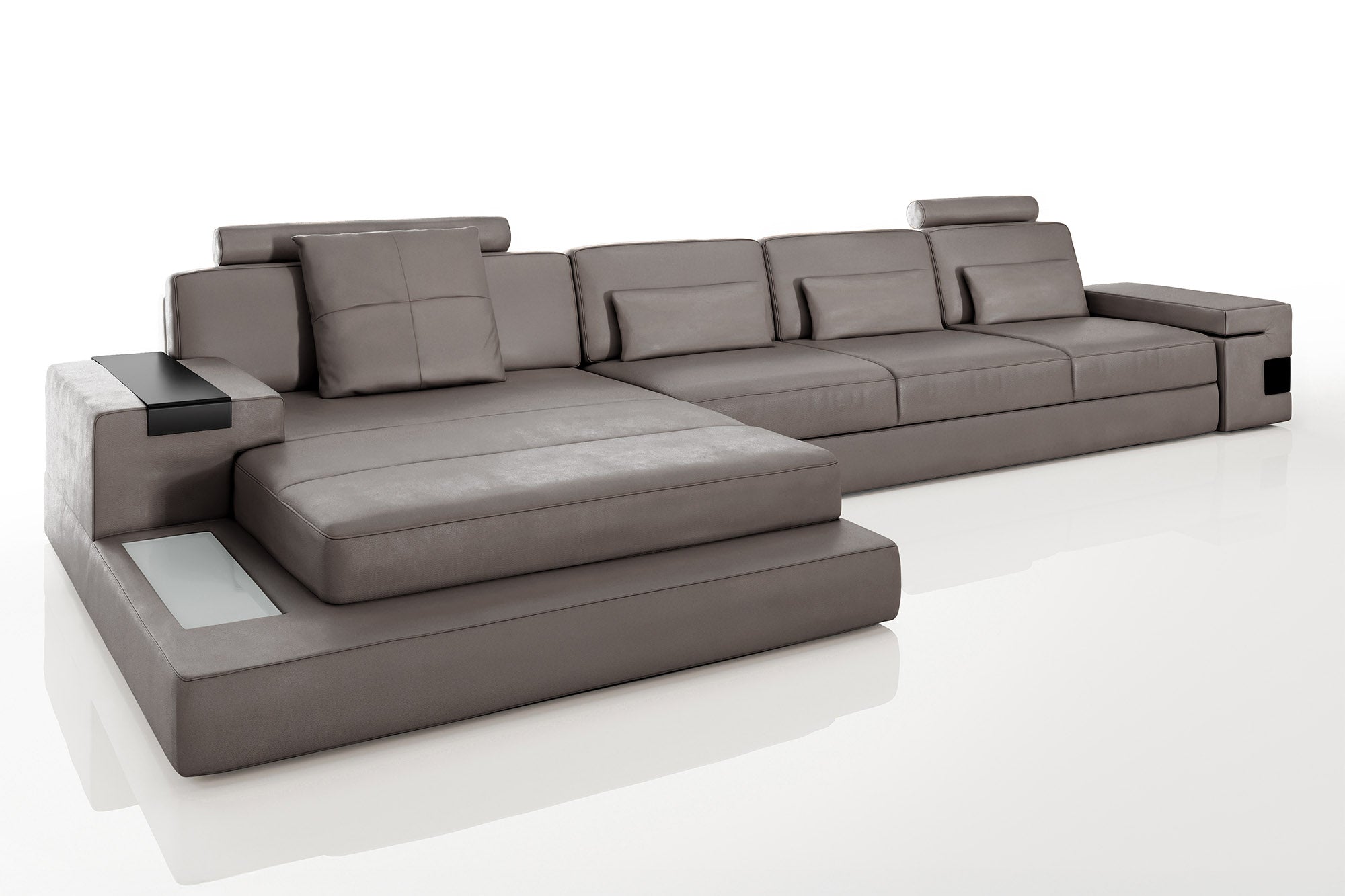 Bruno III-LG [S] Ledersofa mit Ottomane L-Form