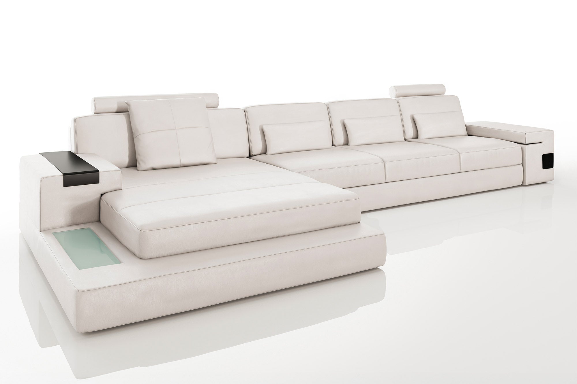 Bruno III-LG [S] Ledersofa mit Ottomane L-Form