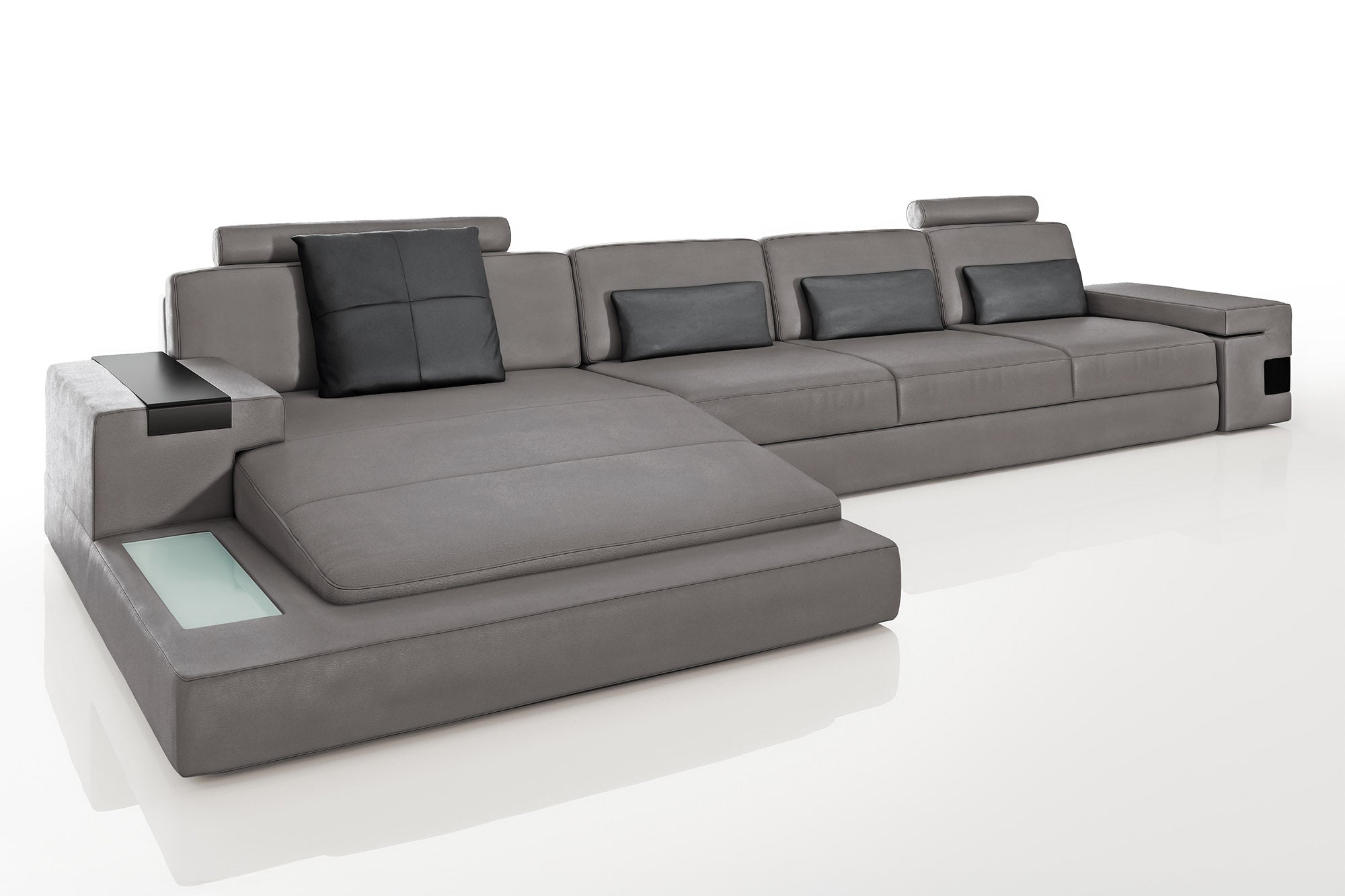 Bruno III-LG [S] Ledersofa mit Ottomane L-Form
