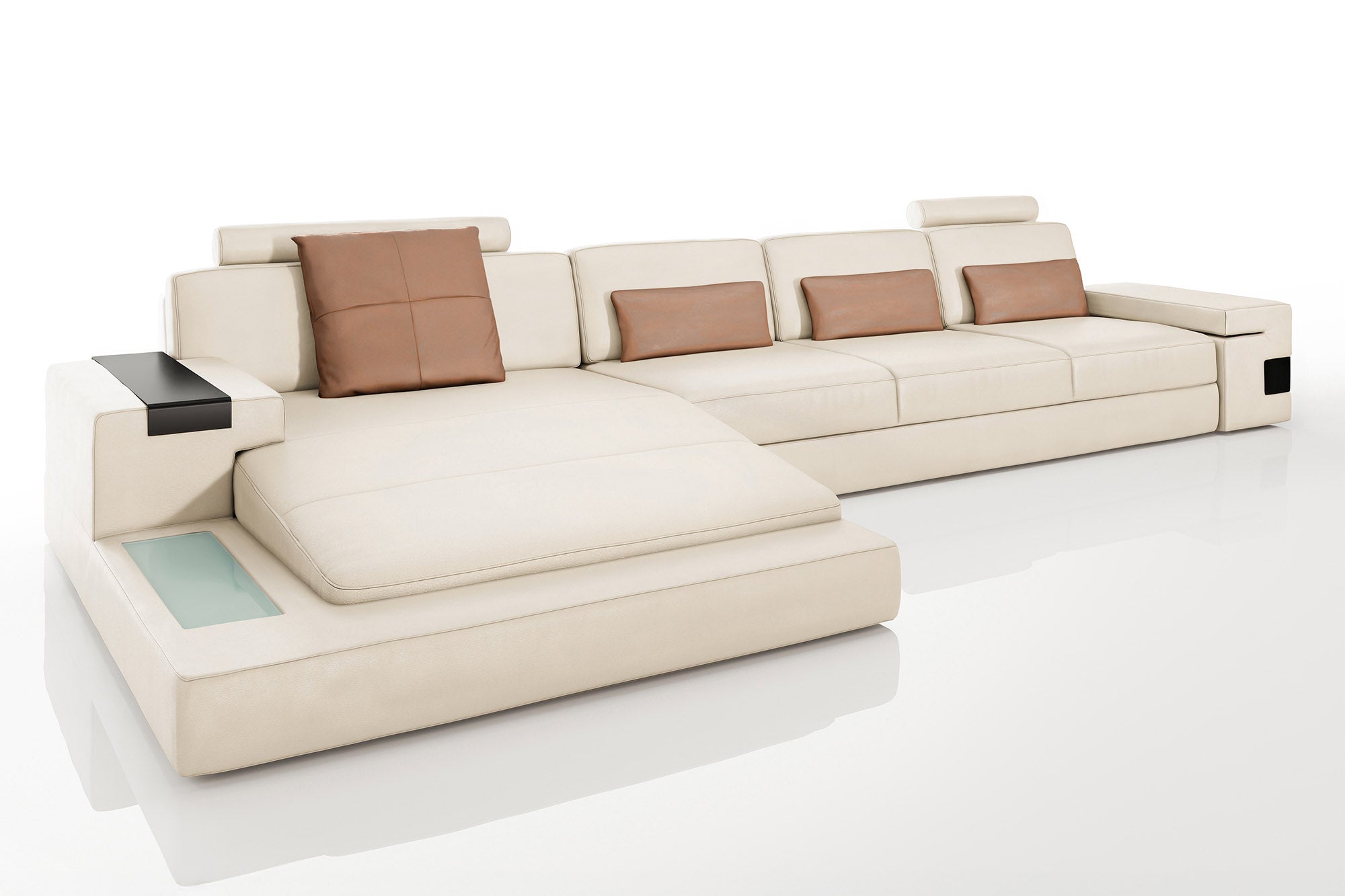 Bruno III-LG [S] Ledersofa mit Ottomane L-Form