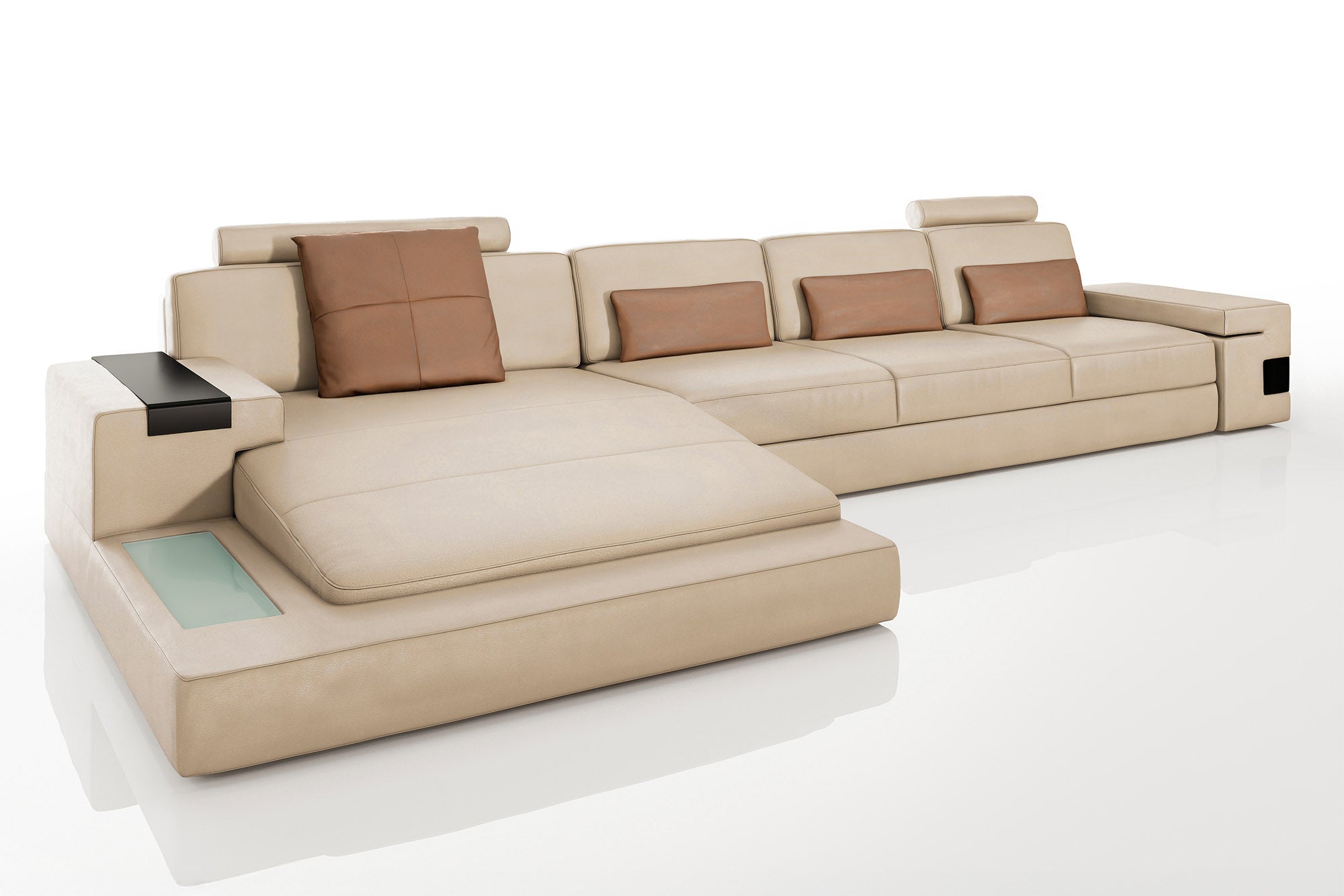 Bruno III-LG [S] Ledersofa mit Ottomane L-Form