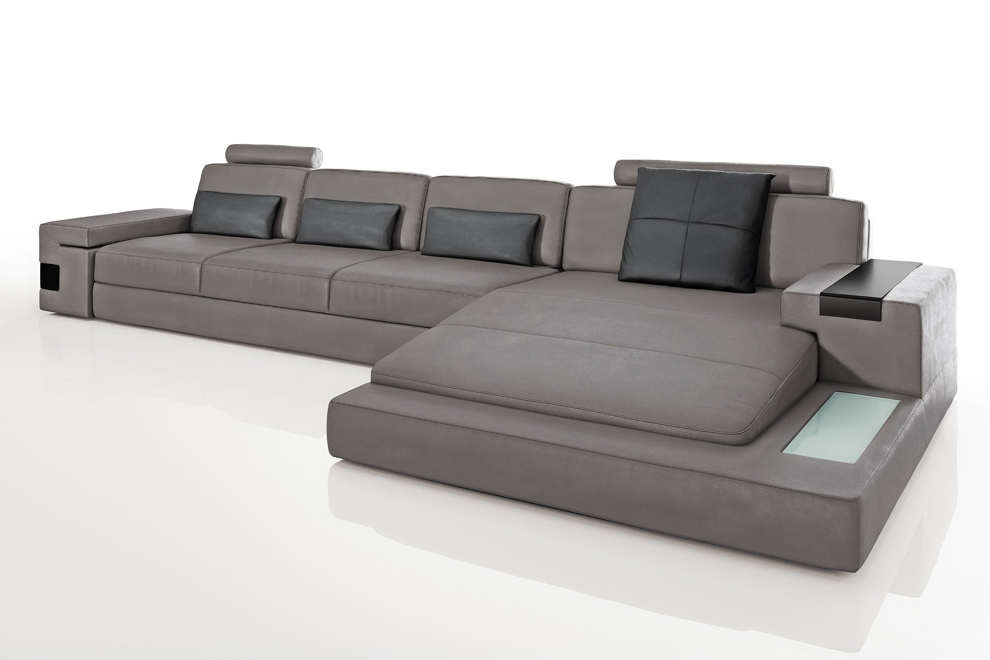 Bruno III-LG [S] Ledersofa mit Ottomane L-Form