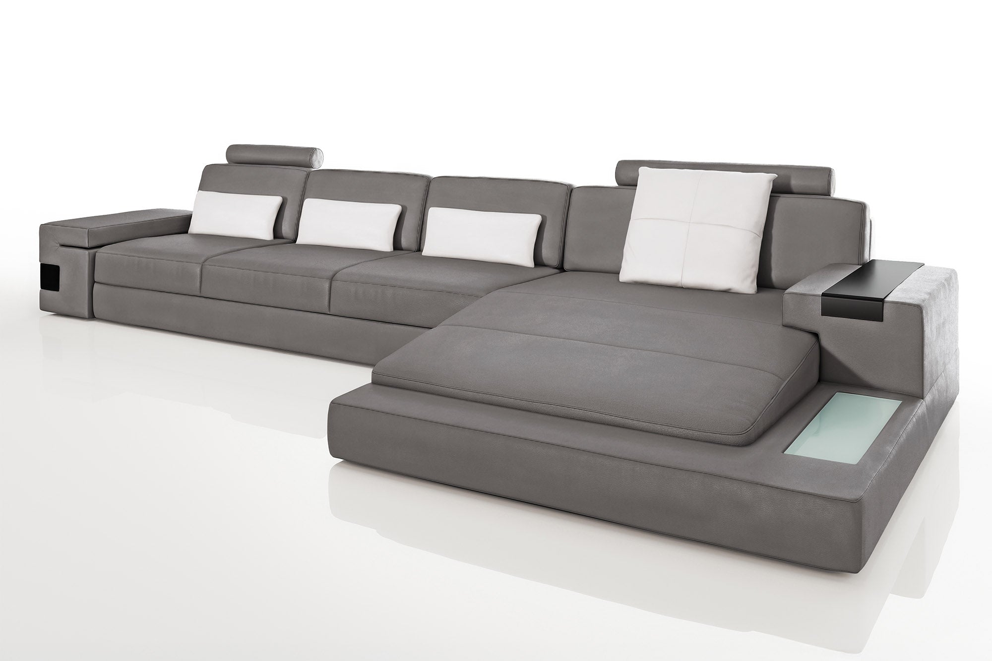 Bruno III-LG [S] Ledersofa mit Ottomane L-Form
