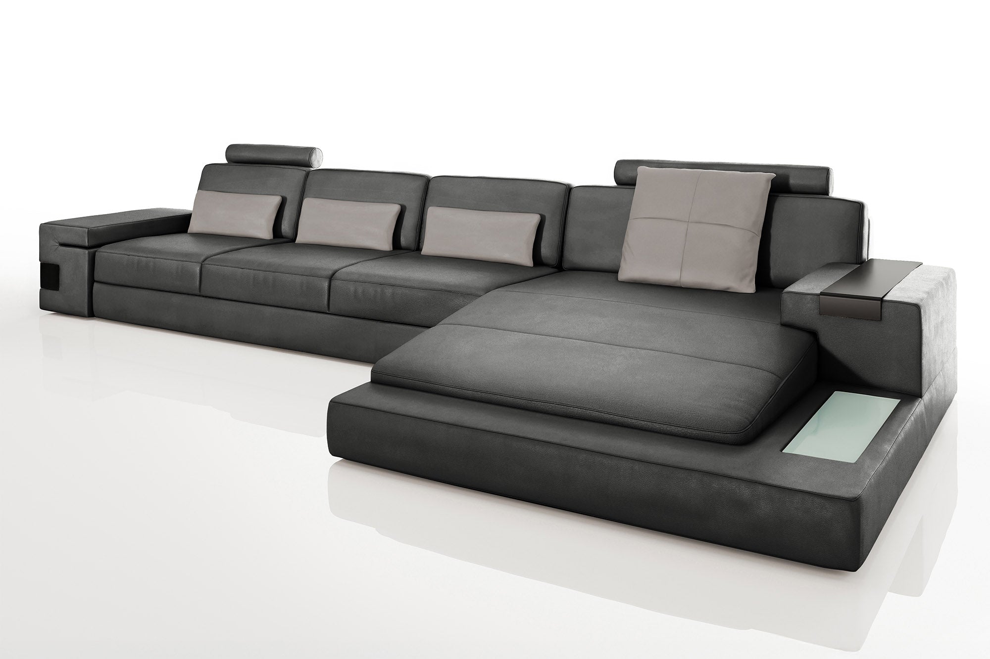 Bruno III-LG [S] Ledersofa mit Ottomane L-Form