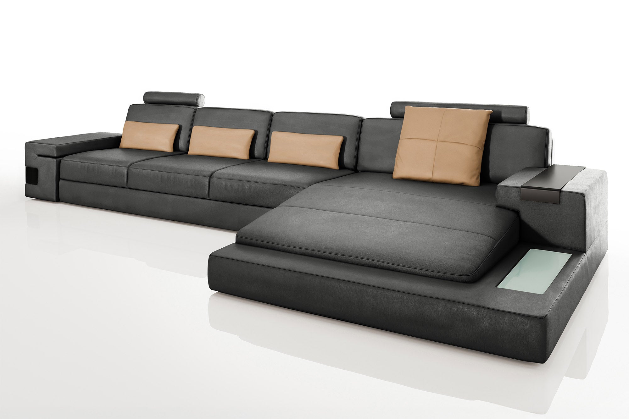 Bruno III-LG [S] Ledersofa mit Ottomane L-Form