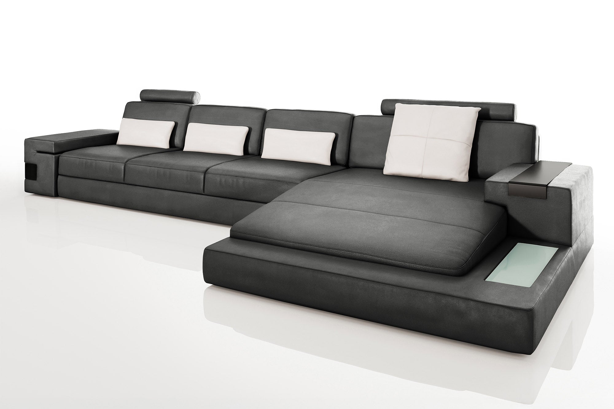 Bruno III-LG [S] Ledersofa mit Ottomane L-Form