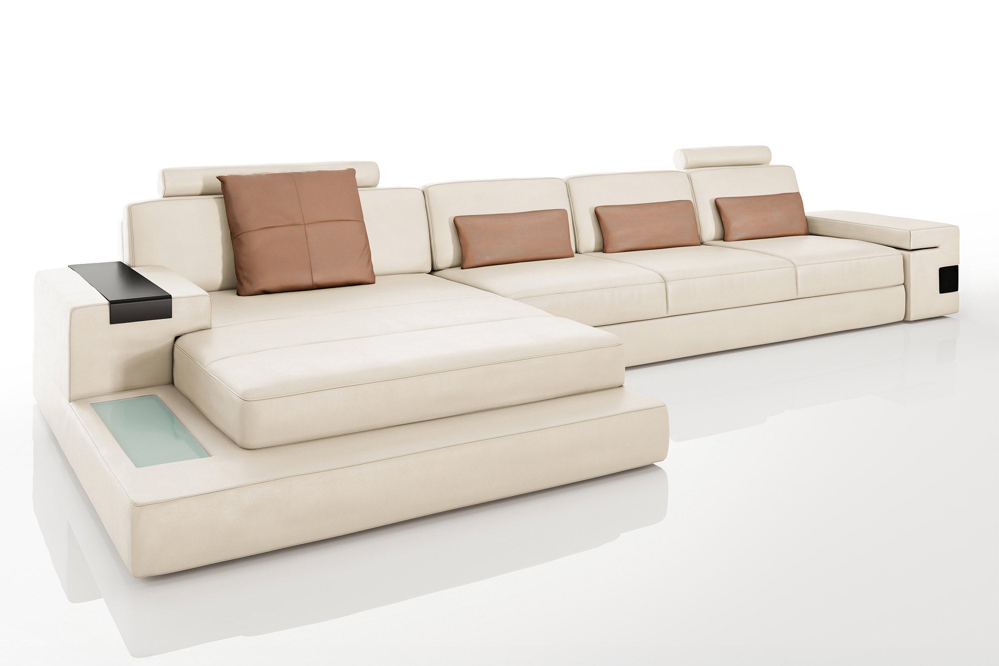 Bruno III-LG [S] Ledersofa mit Ottomane L-Form