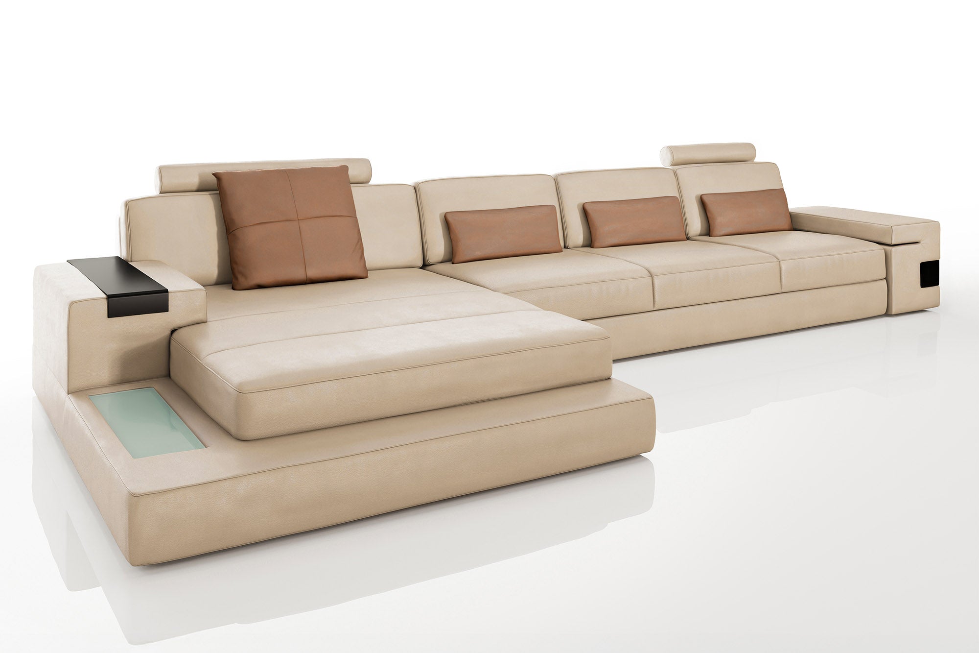 Bruno III-LG [S] Ledersofa mit Ottomane L-Form