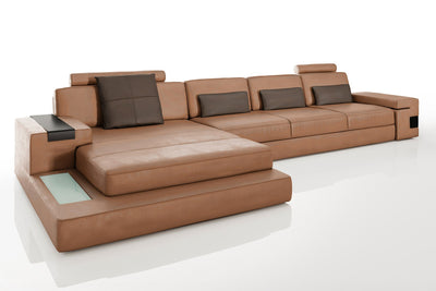 Bruno III-LG [S] Ledersofa mit Ottomane L-Form