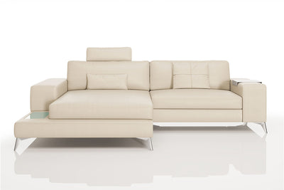 Maximilian IV [S] Kleines Ledersofa mit Ottomane L-Form