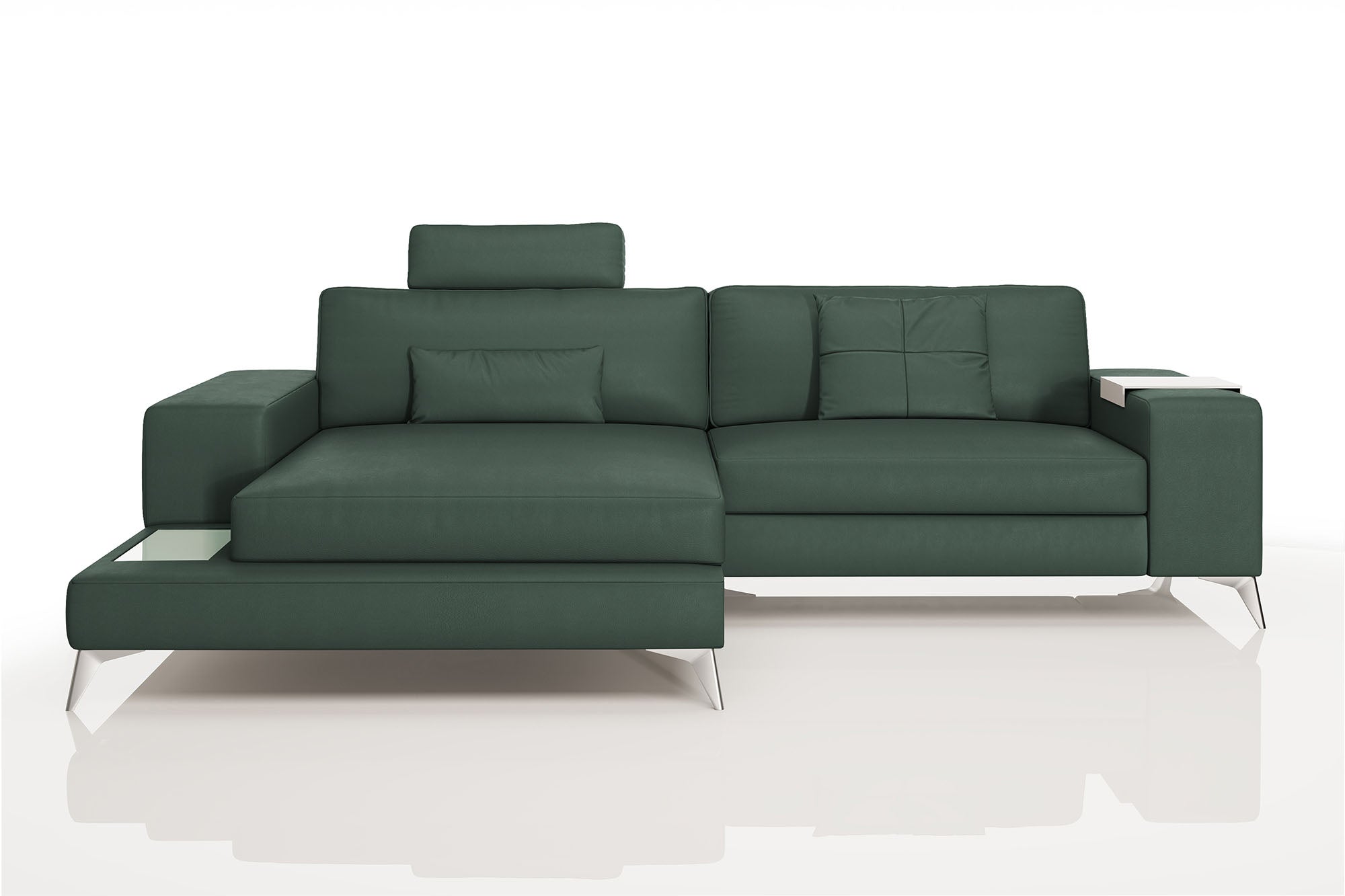 Maximilian IV [S] Kleines Ledersofa mit Ottomane L-Form