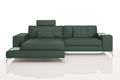 Maximilian IV [S] Kleines Ledersofa mit Ottomane L-Form