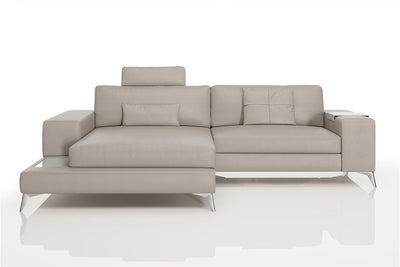 Maximilian IV [S] Kleines Ledersofa mit Ottomane L-Form