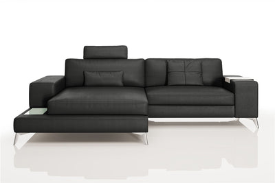 Maximilian IV [S] Kleines Ledersofa mit Ottomane L-Form