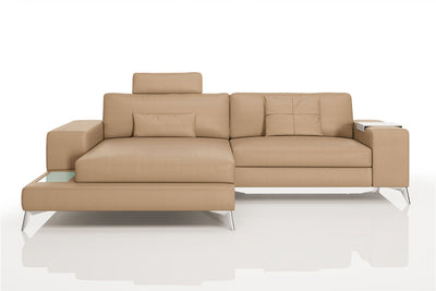 Maximilian IV [S] Kleines Ledersofa mit Ottomane L-Form