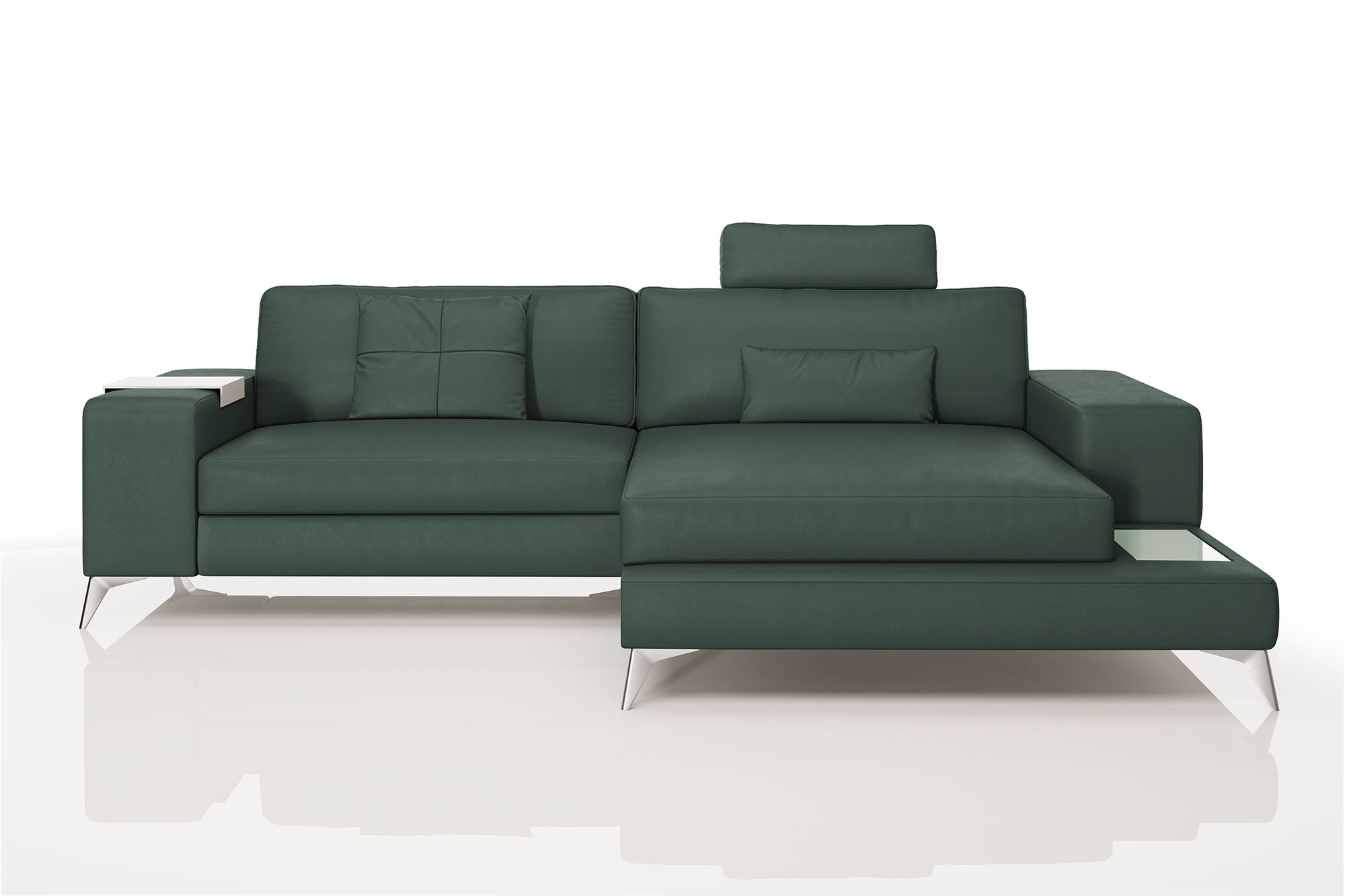 Maximilian IV [S] Kleines Ledersofa mit Ottomane L-Form