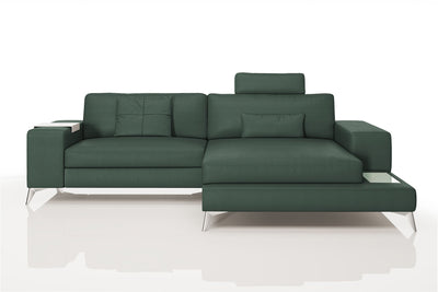 Maximilian IV [S] Kleines Ledersofa mit Ottomane L-Form
