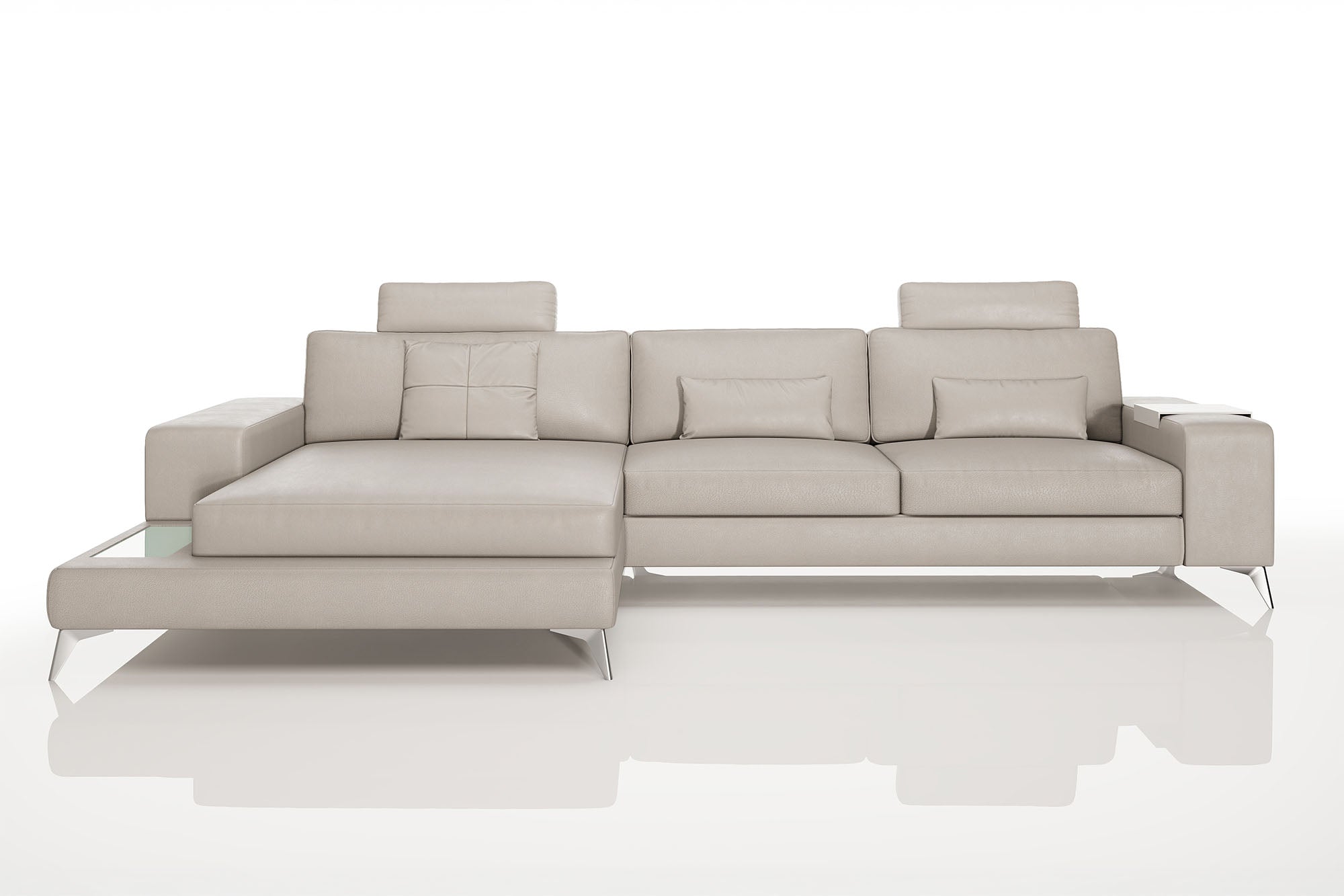 Maximilian III [S] Ledersofa mit Ottomane L-Form
