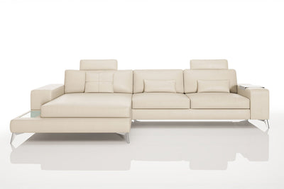 Maximilian III [S] Ledersofa mit Ottomane L-Form