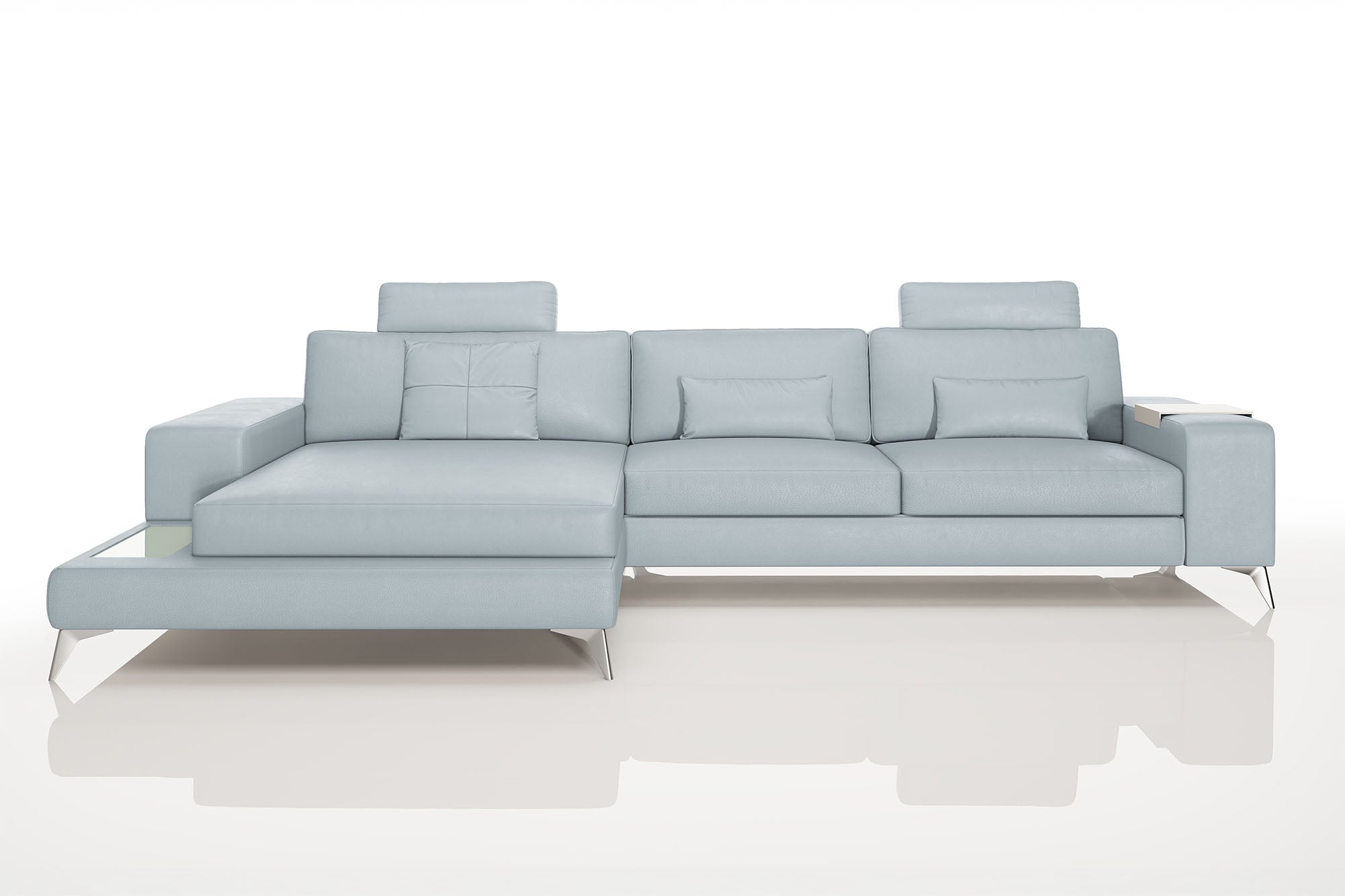Maximilian III [S] Ledersofa mit Ottomane L-Form