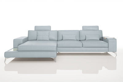 Maximilian III [S] Ledersofa mit Ottomane L-Form