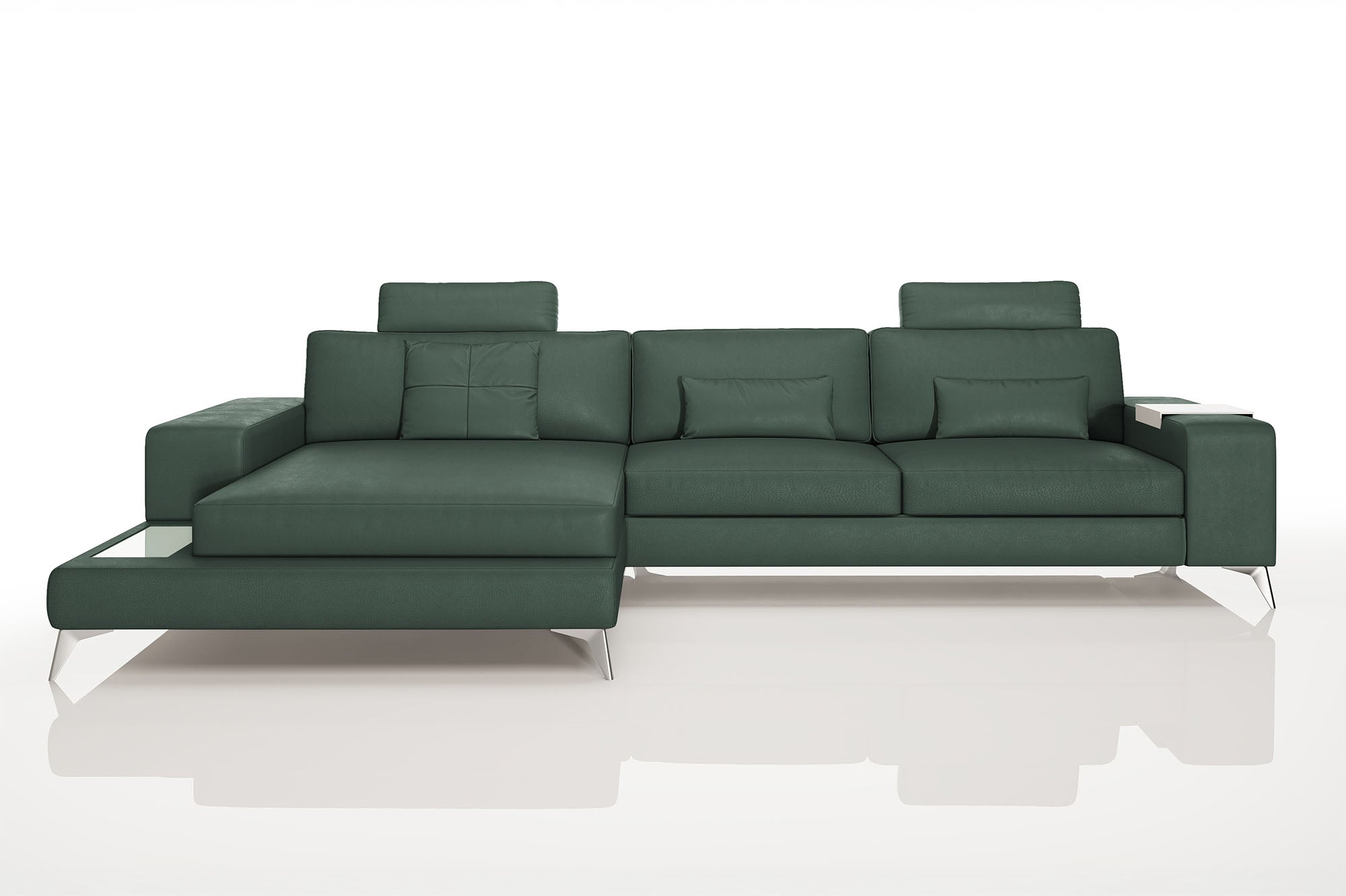Maximilian III [S] Ledersofa mit Ottomane L-Form