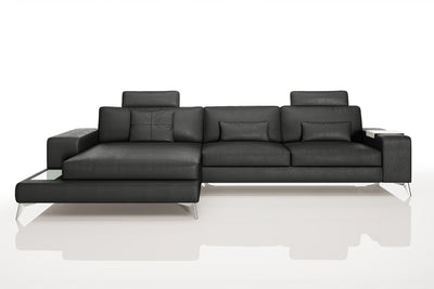 Maximilian III [S] Ledersofa mit Ottomane L-Form