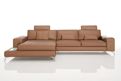 Maximilian III [S] Ledersofa mit Ottomane L-Form