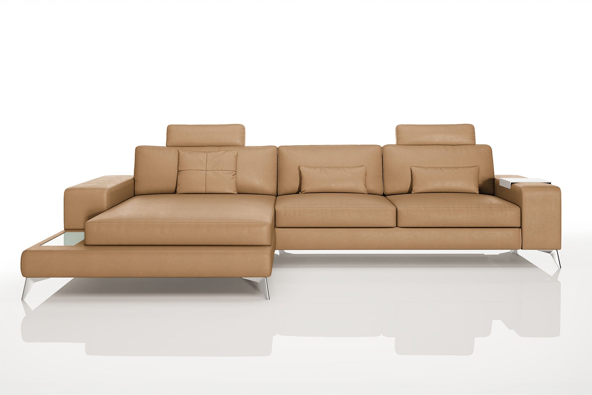 Maximilian III [S] Ledersofa mit Ottomane L-Form