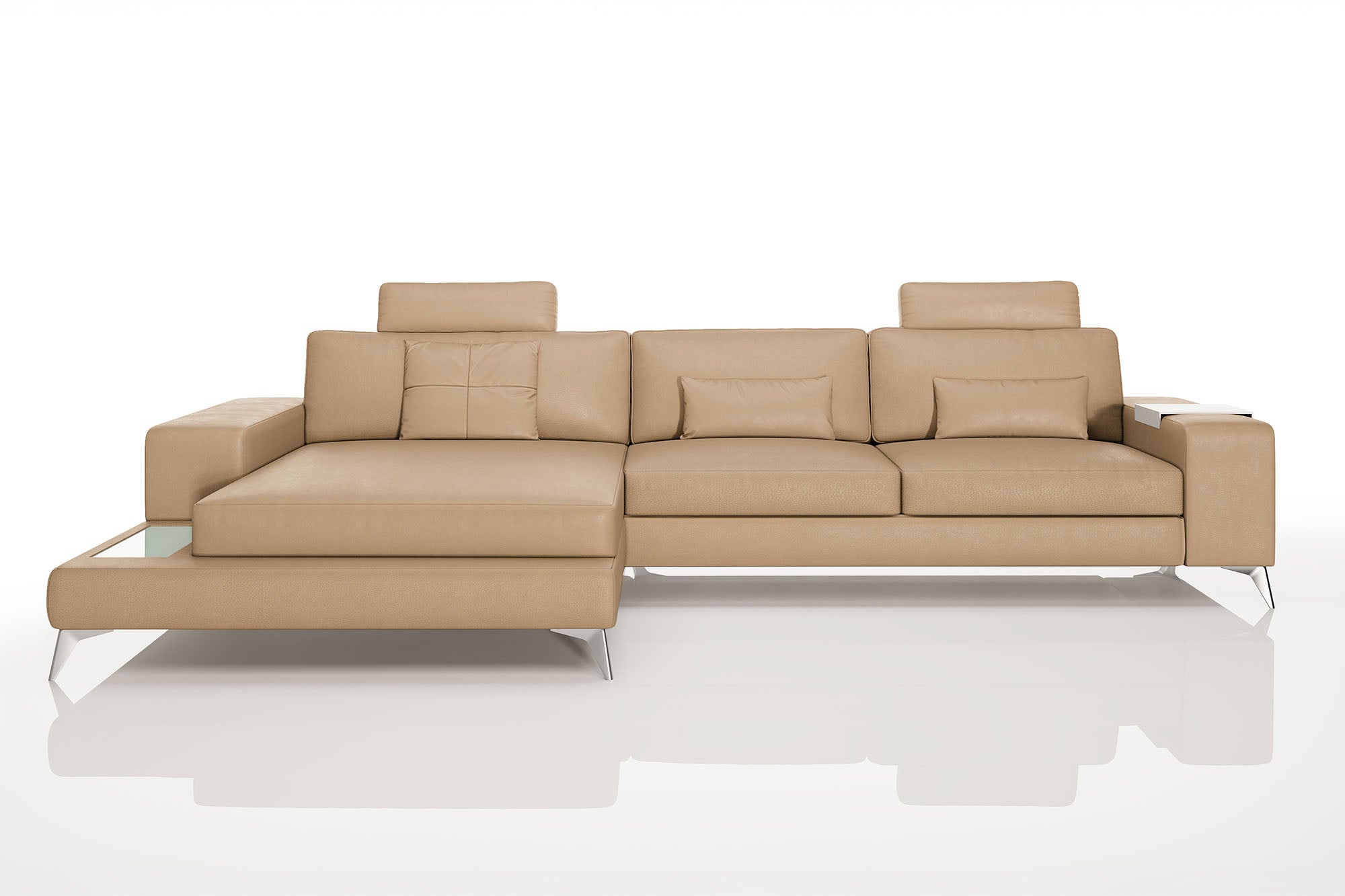 Maximilian III [S] Ledersofa mit Ottomane L-Form