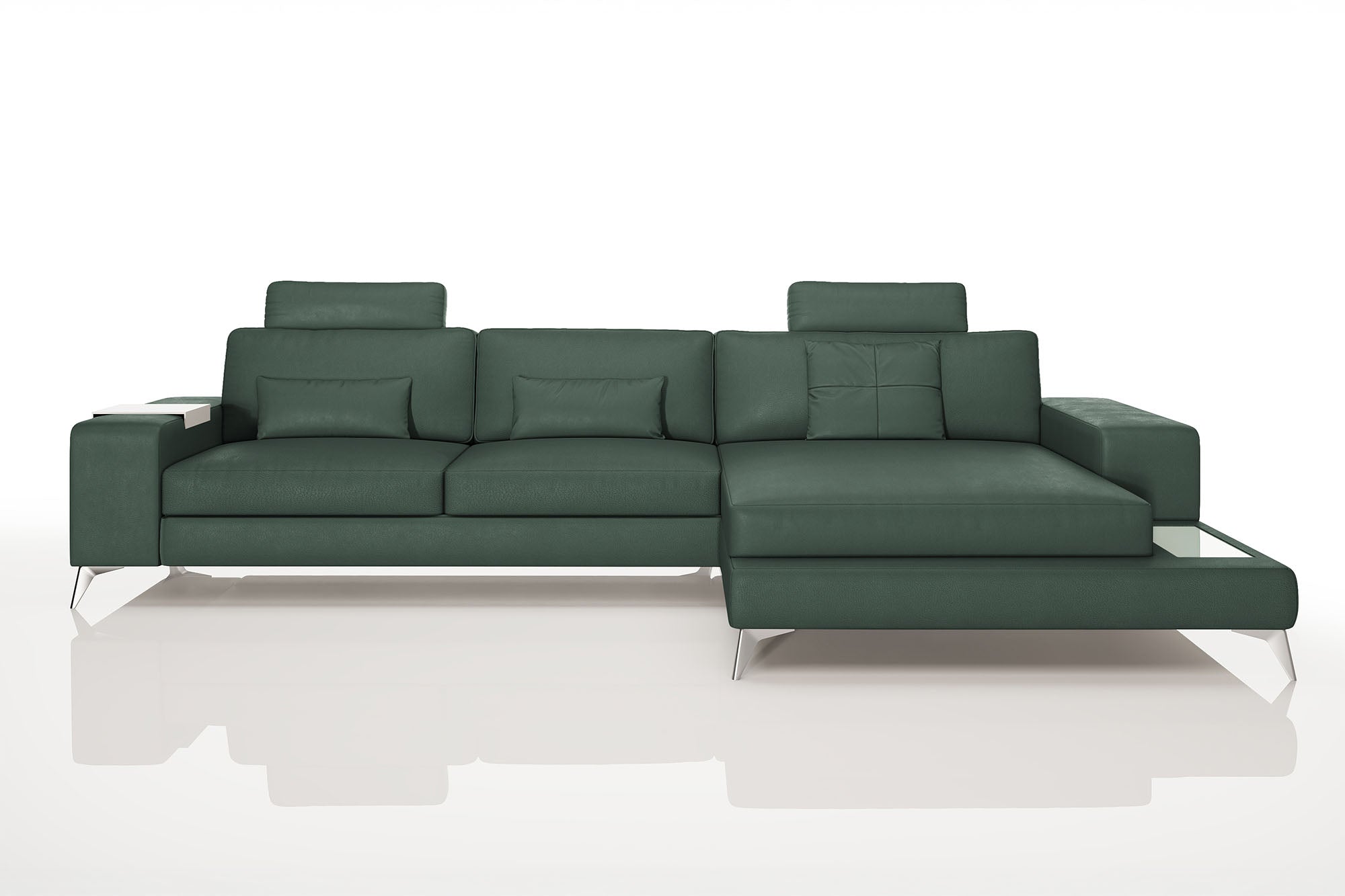 Maximilian III [S] Ledersofa mit Ottomane L-Form