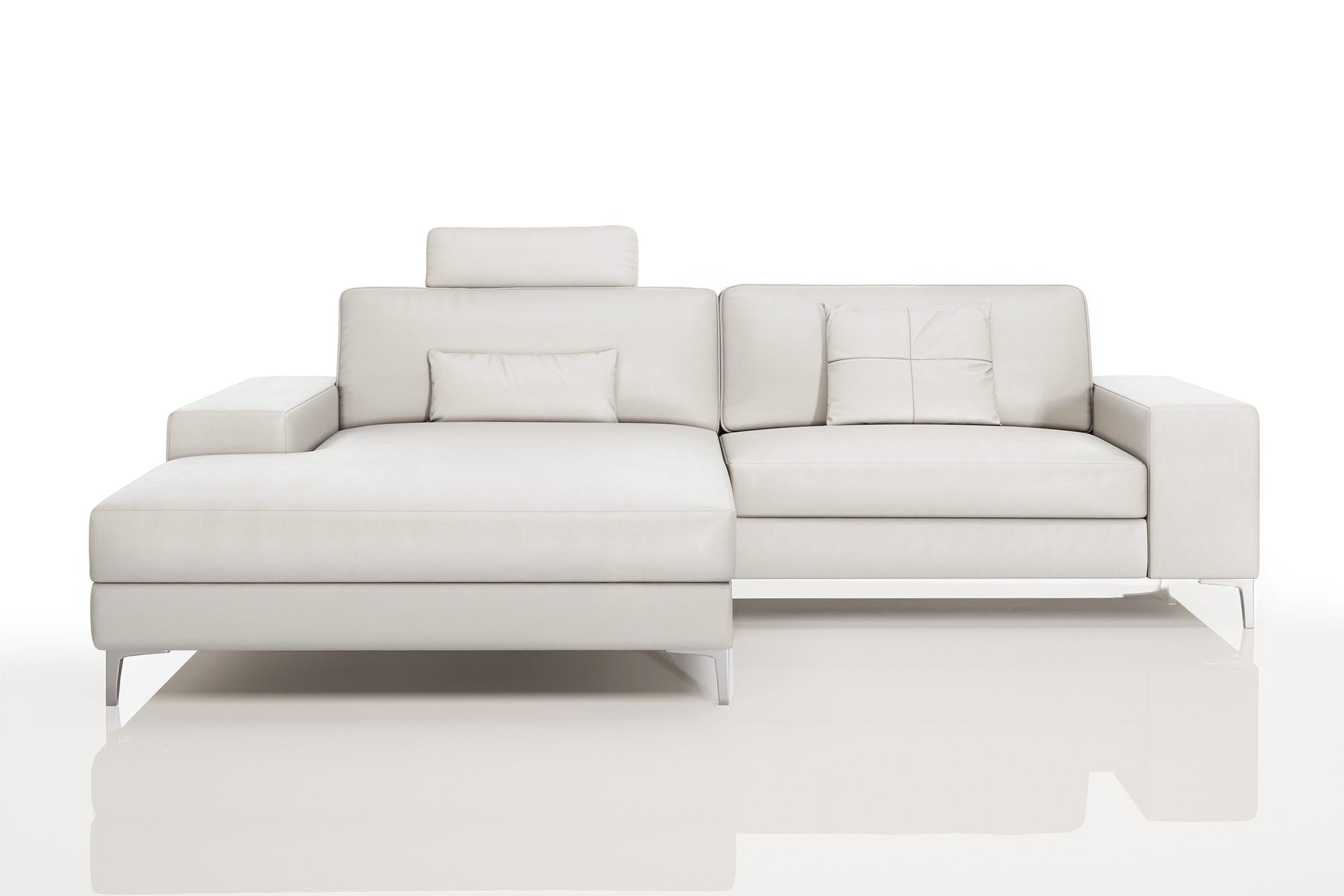 Maximilian IV [P] Kleines Ledersofa mit Ottomane L-Form