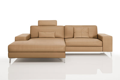 Maximilian IV [P] Kleines Ledersofa mit Ottomane L-Form