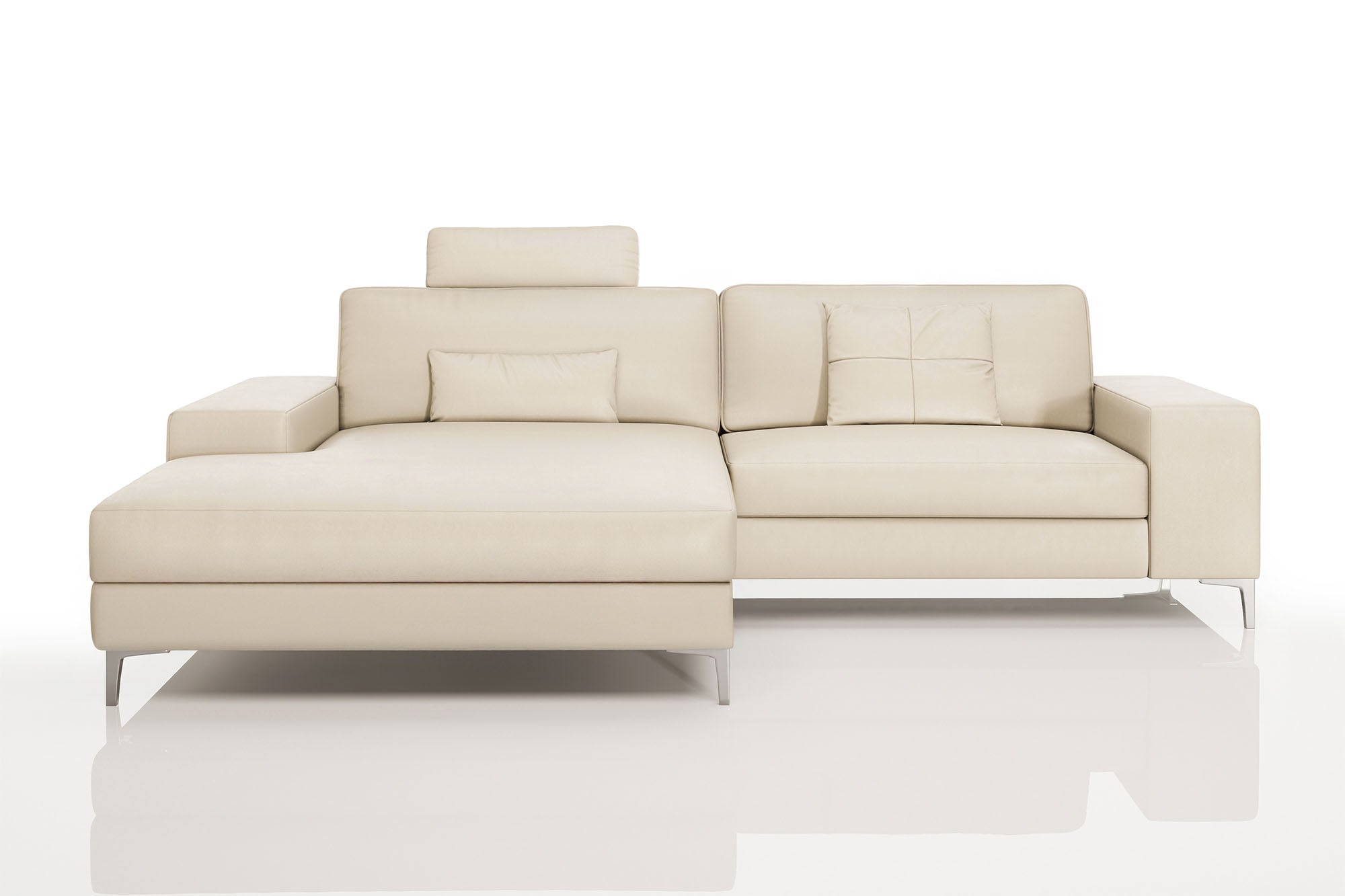Maximilian IV [P] Kleines Ledersofa mit Ottomane L-Form