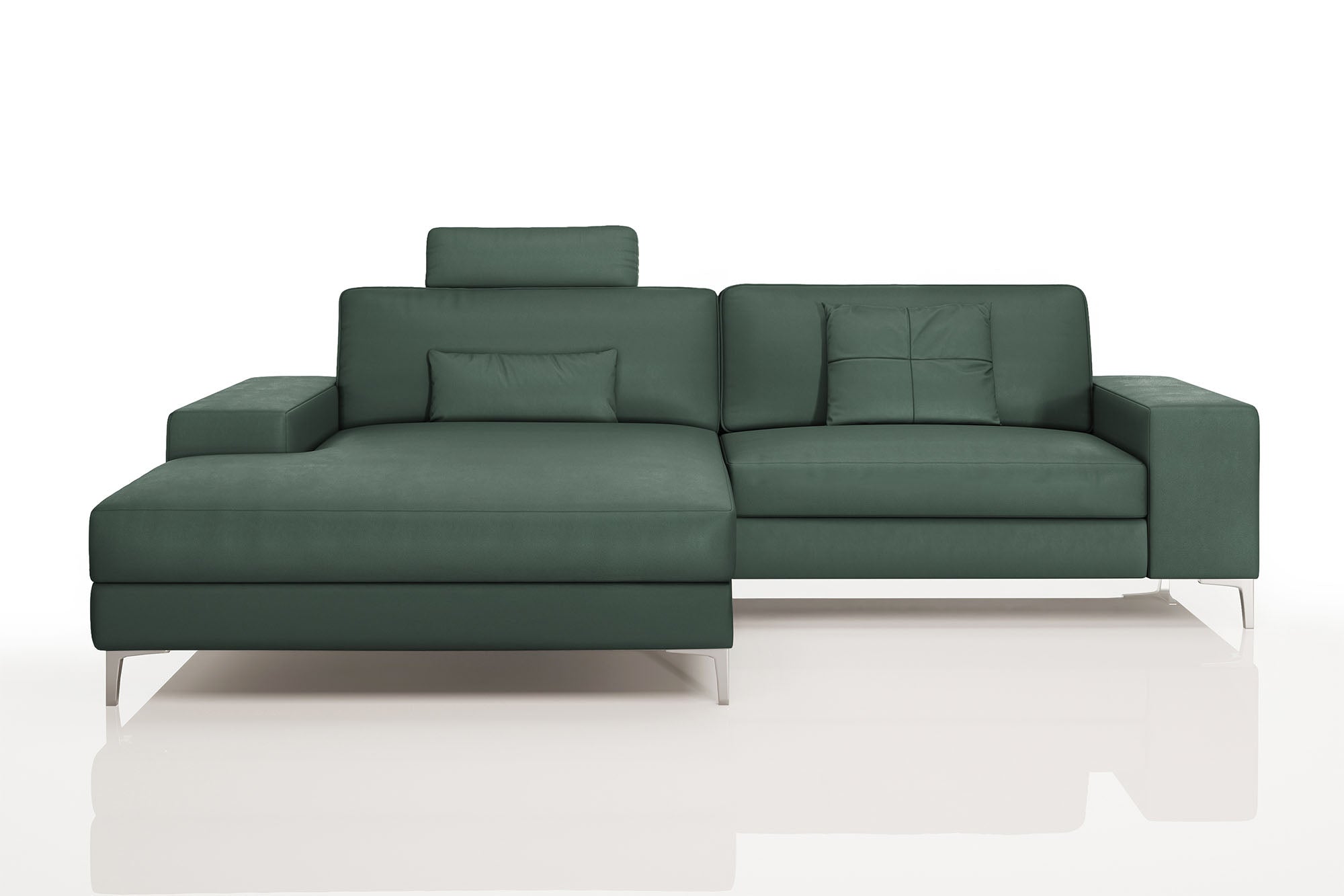 Maximilian IV [P] Kleines Ledersofa mit Ottomane L-Form