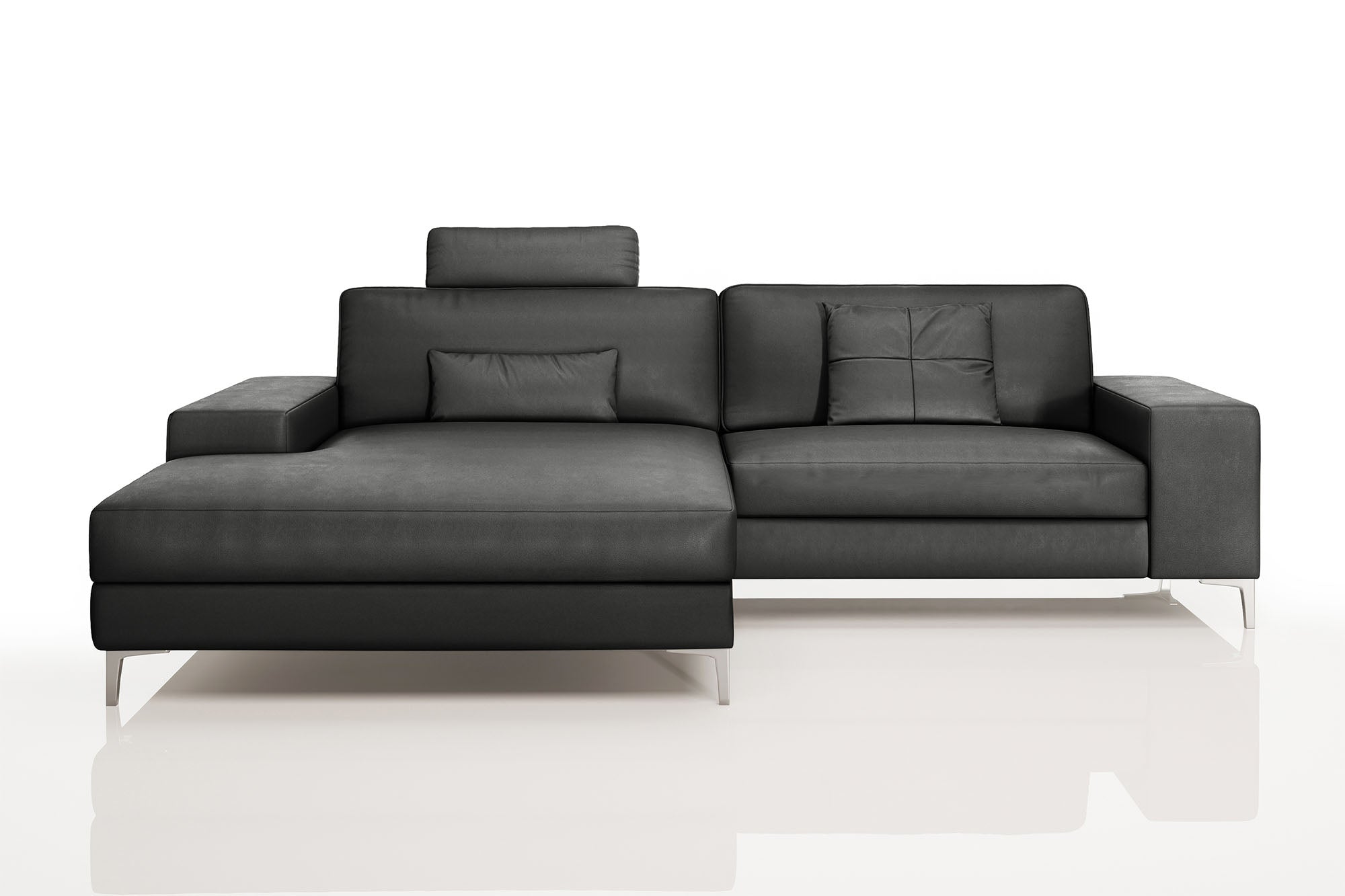 Maximilian IV [P] Kleines Ledersofa mit Ottomane L-Form