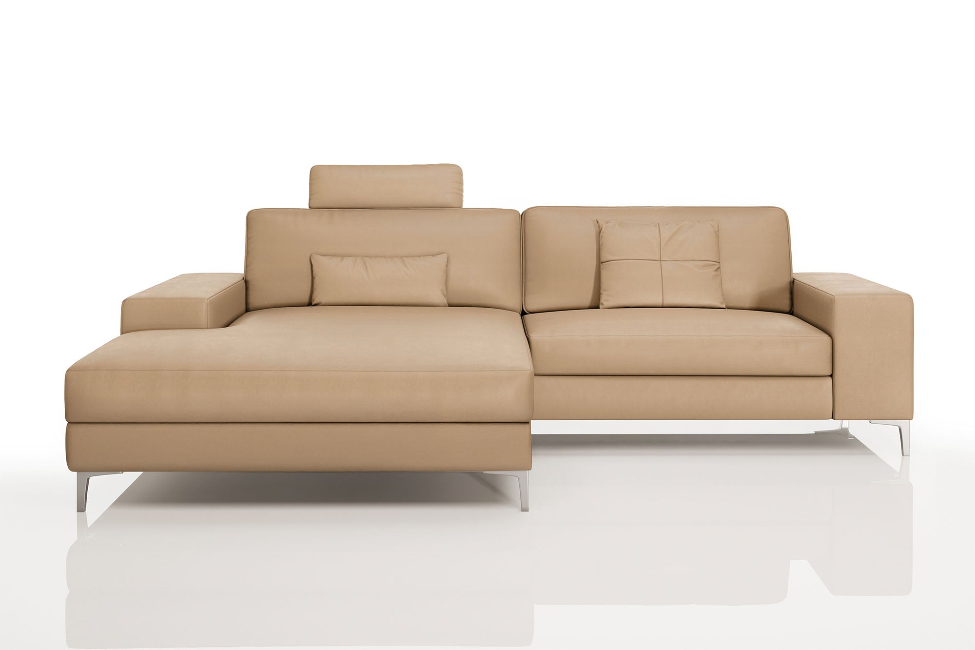 Maximilian IV [P] Kleines Ledersofa mit Ottomane L-Form