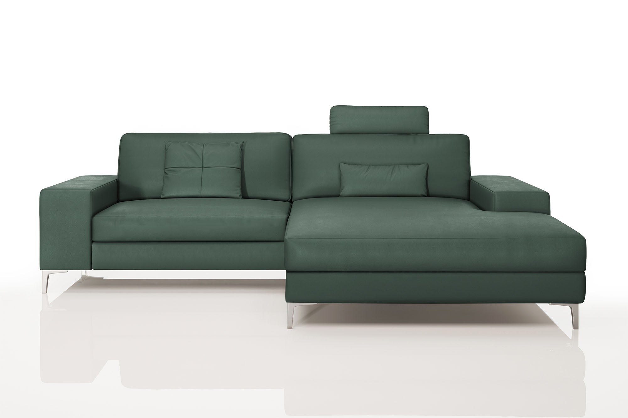 Maximilian IV [P] Kleines Ledersofa mit Ottomane L-Form