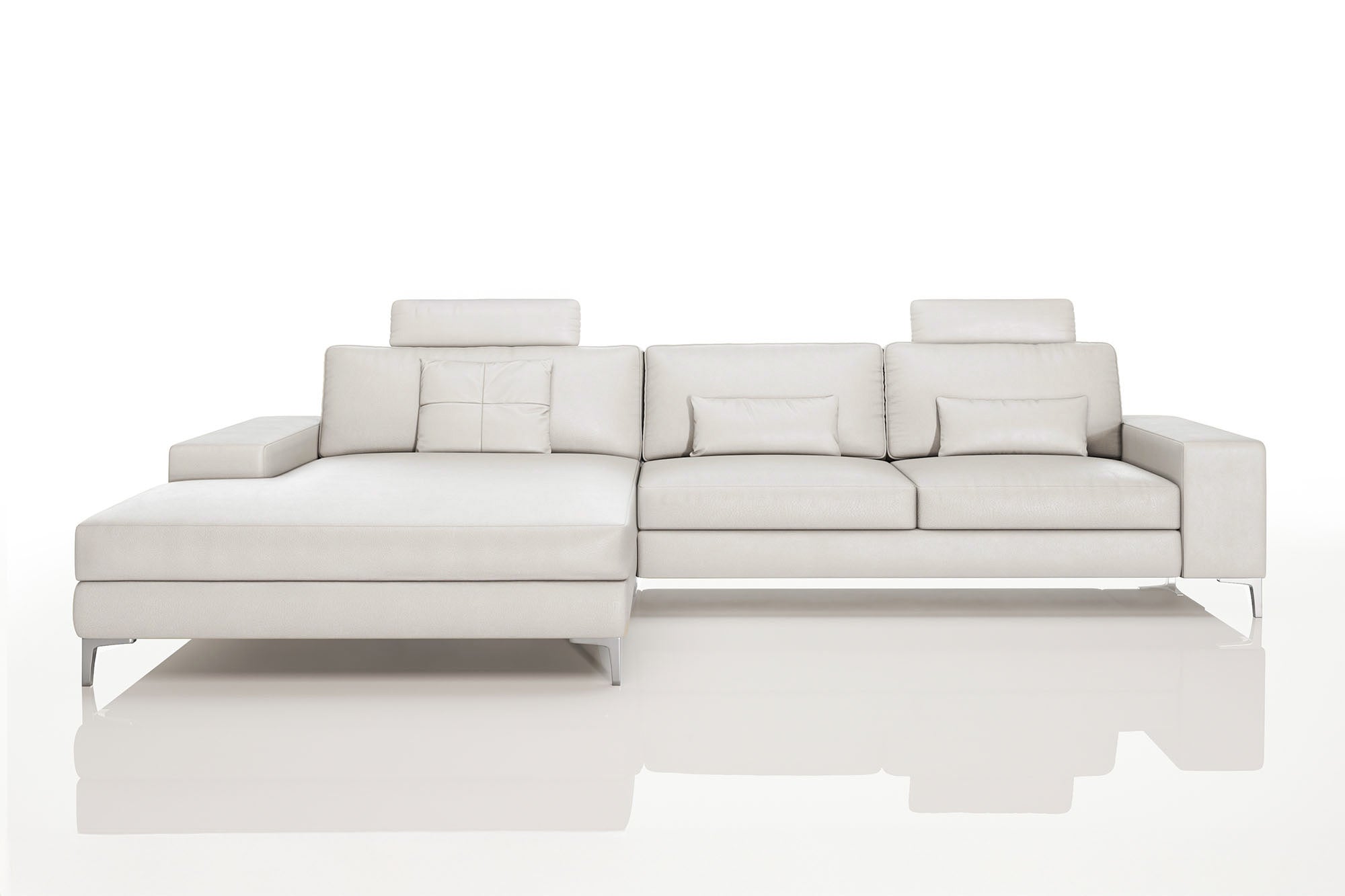 Maximilian III [P] Ledersofa mit Ottomane L-Form
