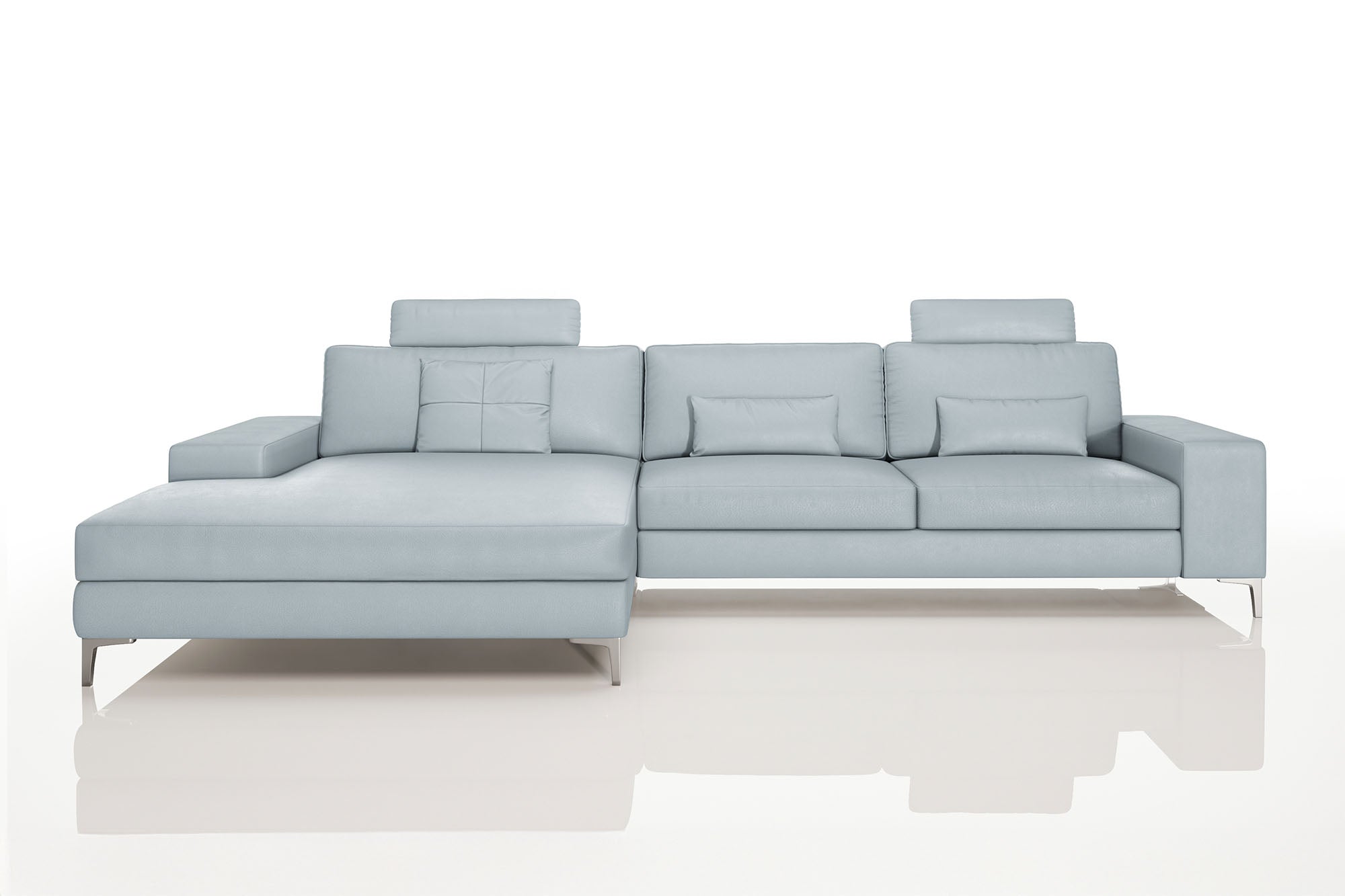 Maximilian III [P] Ledersofa mit Ottomane L-Form