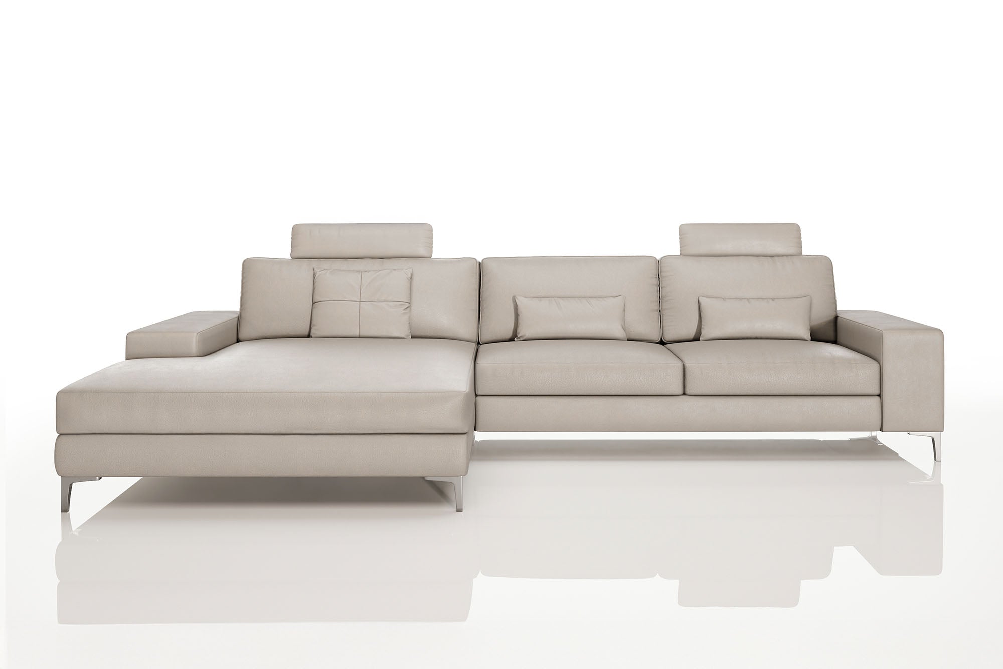 Maximilian III [P] Ledersofa mit Ottomane L-Form