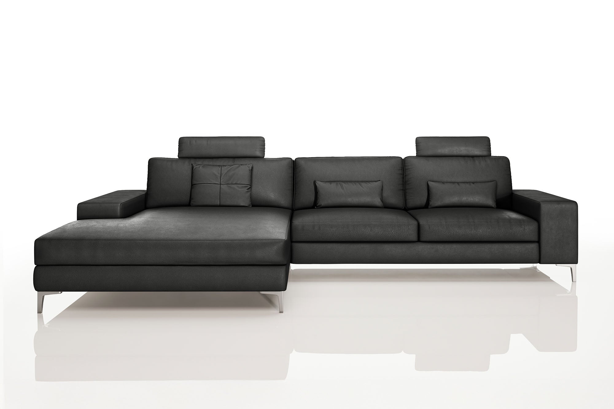 Maximilian III [P] Ledersofa mit Ottomane L-Form