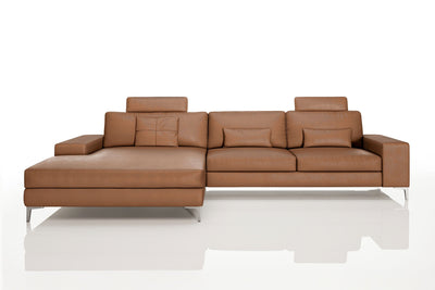 Maximilian III [P] Ledersofa mit Ottomane L-Form