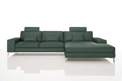 Maximilian III [P] Ledersofa mit Ottomane L-Form